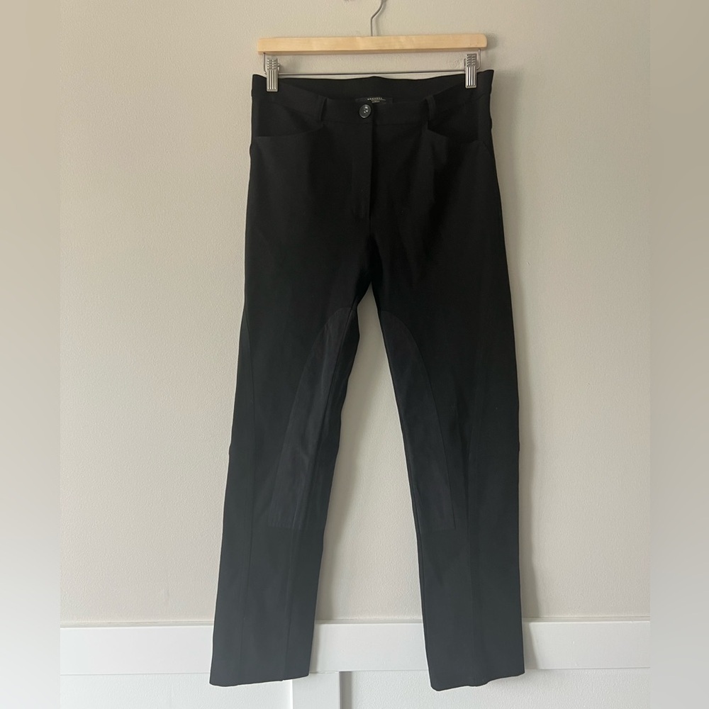 Weekend Max Mara Black Riding Pants with Suede Knee Patches | Size M